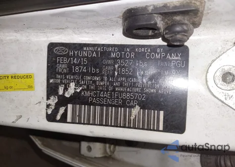 2015 Hyundai Accent Gls из США, поврежденный, VIN KMHCT4AE1FU885702